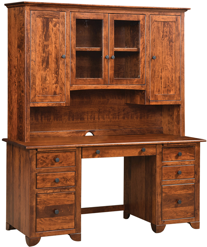 Covington Double Pedestal Credenza Desk with Hutch
