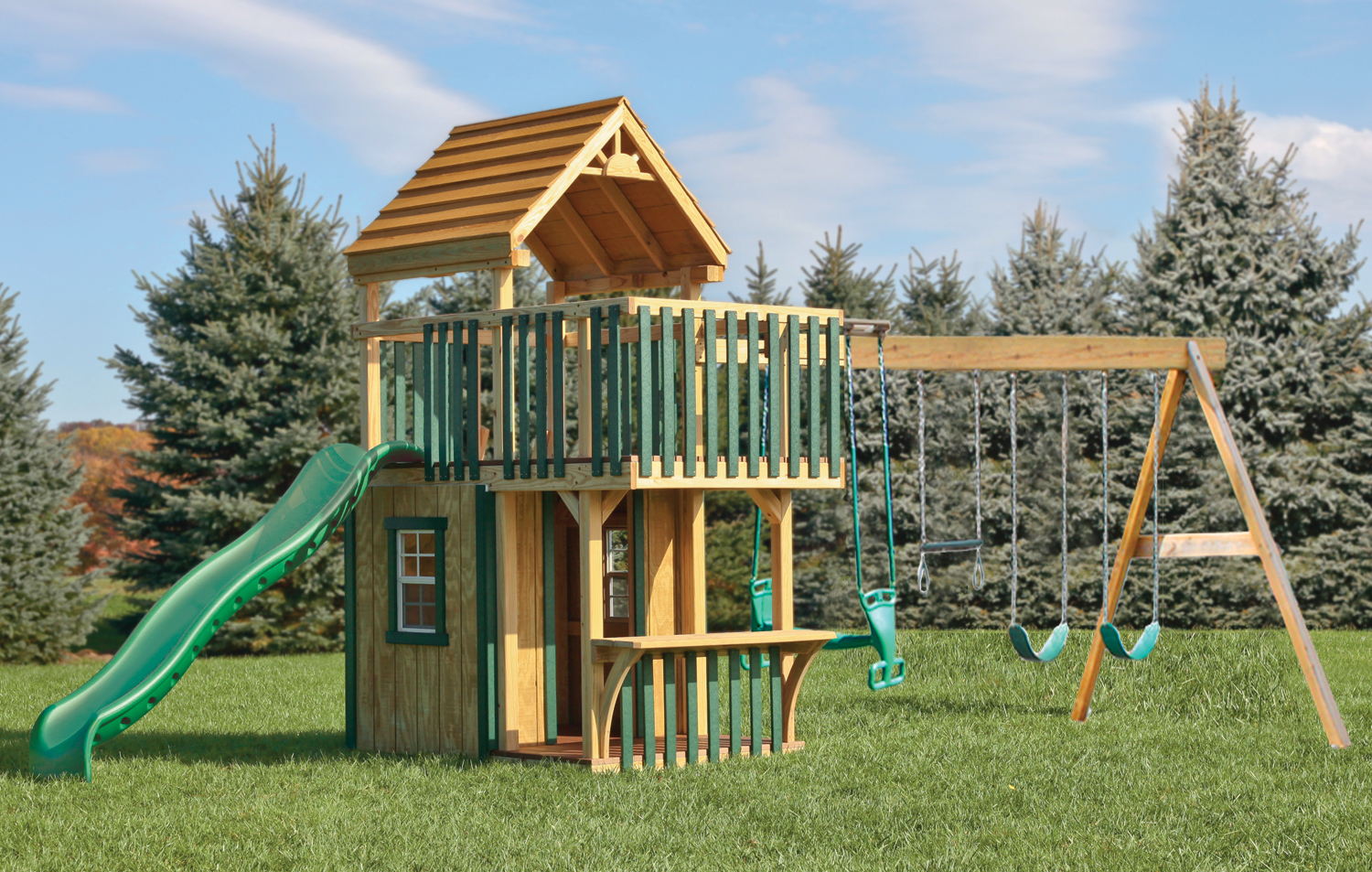 Pressure Treated Lemonade Stand 4-Position Swing Set