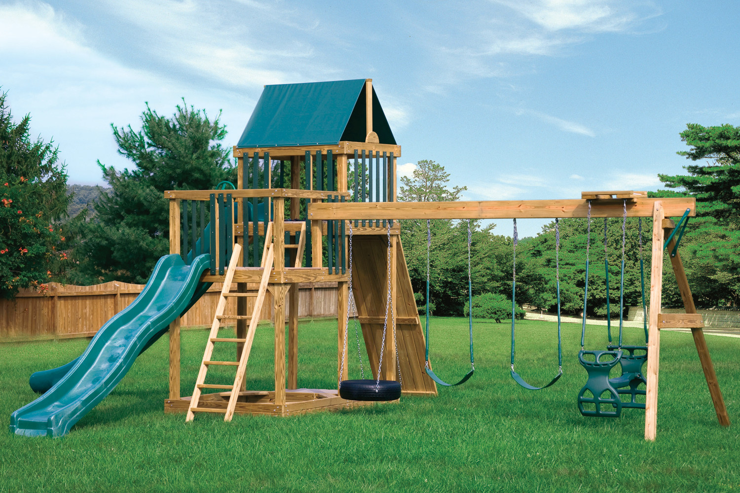 Pressure Treated Turbo Loft 4-Position Swing Set
