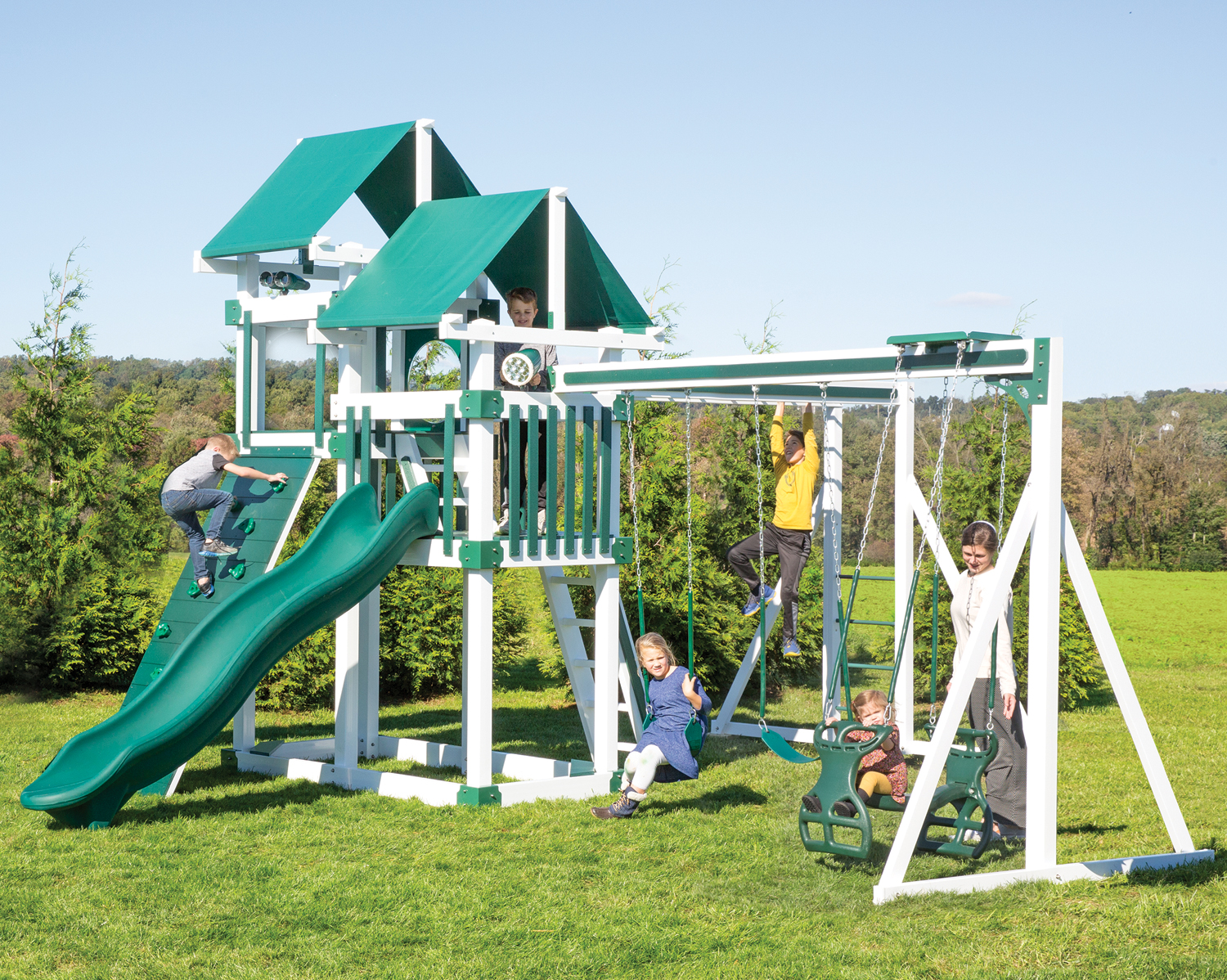 Vinyl Turbo Loft 3-Position Swing Set